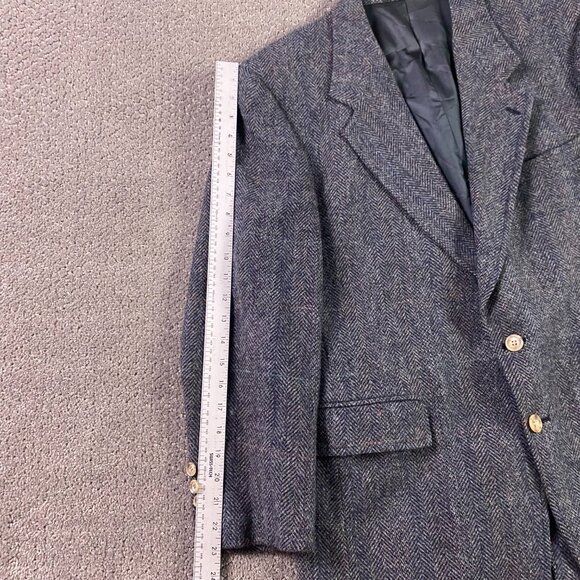 Vintage Evan Picone Herringbone Tweed Blazer Sport Coat Men's 42R Fits 40S Gray - Picture 13 of 16